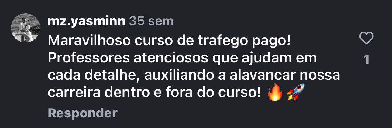 Aluna elogia o curso de tráfego pago