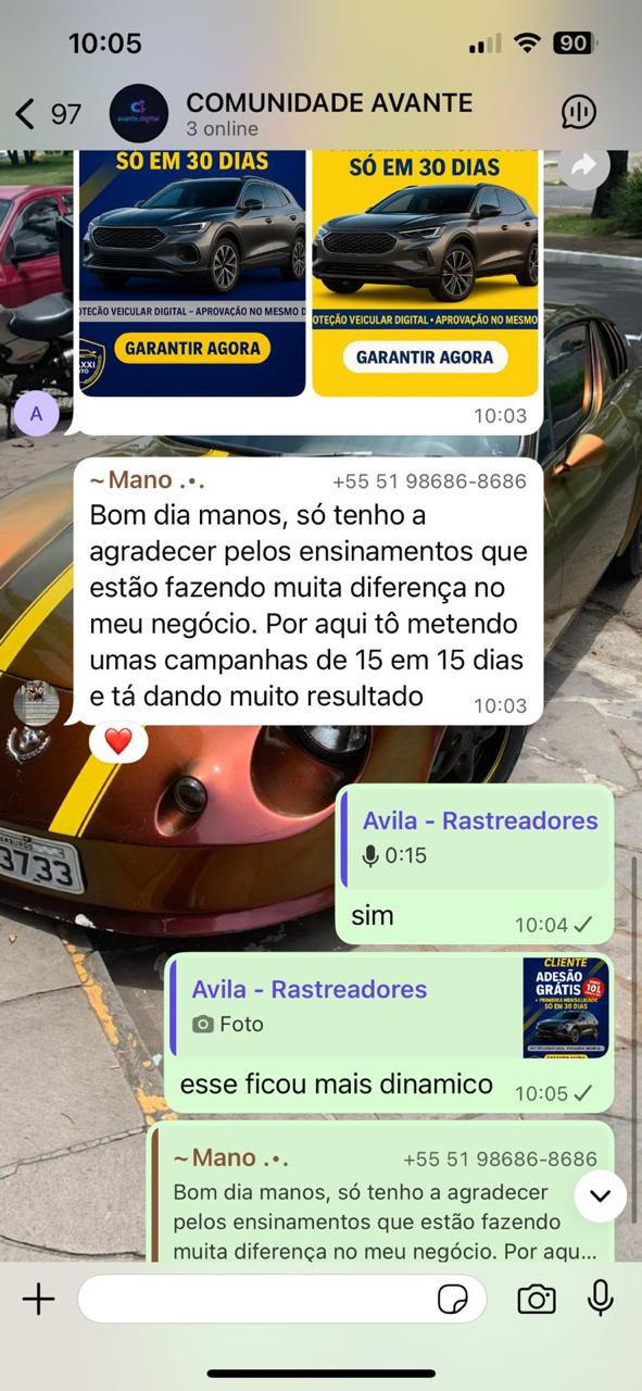 Aluno agradece os ensinamentos da Avante